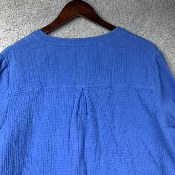 Soft Surroundings Shirt Womens 2X Blue Santorini Gauze Tunic Coastal Beachy - Picture 4 of 12
